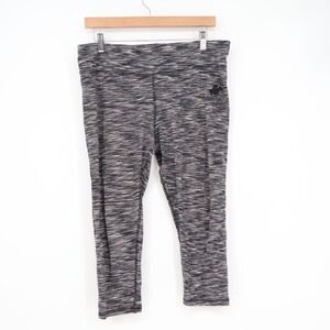 Beverly Hills Polo Club Womens XL Space Dye Cropped Leggings Black Gray Capri